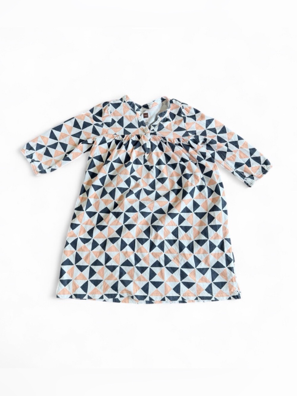 Tea Collection Girls Dress White Geometric Navy Peach 5 Sundress Cotton Easter